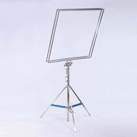 American Aluminum Flat Frame with 5/8-inch Pin used for film grip rigging on a tripod stand