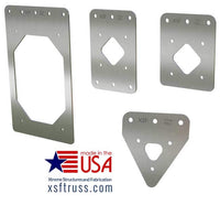 XSF Vertical Truss Rigging Plates, heavy-duty rigging accessories for film grip and rigging, made in the USA by Xtreme Structures and Fabrication.