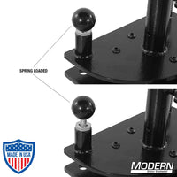 Close-up of Rolling Spider Base with spring-loaded feature for stable and mobile platform in film grip rigging equipment.