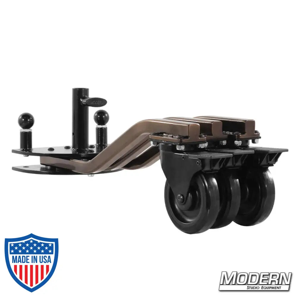 Rolling Spider Base for film grip and rigging with sturdy wheels, designed for stable and mobile support of lighting fixtures and equipment on set.