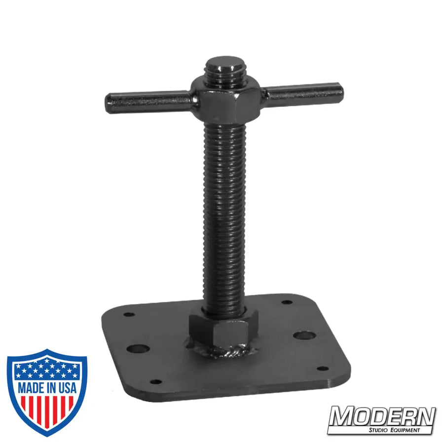 Black zinc screw jack for Speed-Rail Wallspreader (1-1/4" & 1-1/2"), essential for film grip and rigging tasks.