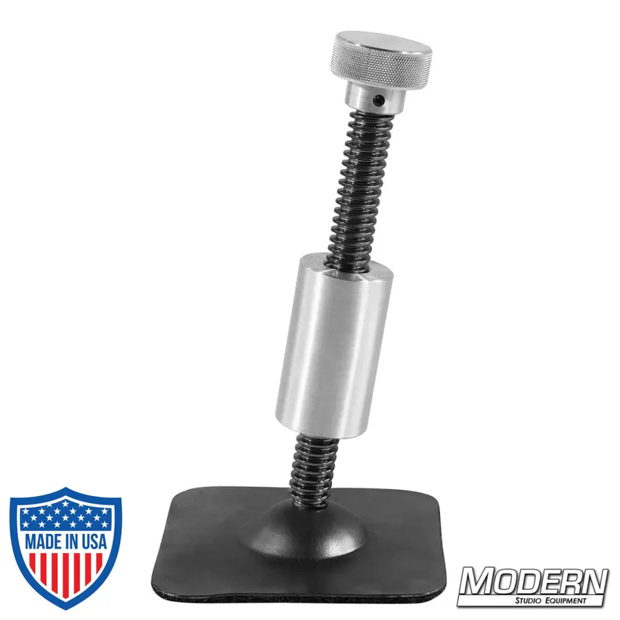 Screw jack to 1-1/4-inch Speed-Rail® Fitting Starter in black zinc finish for film grip and rigging equipment.
