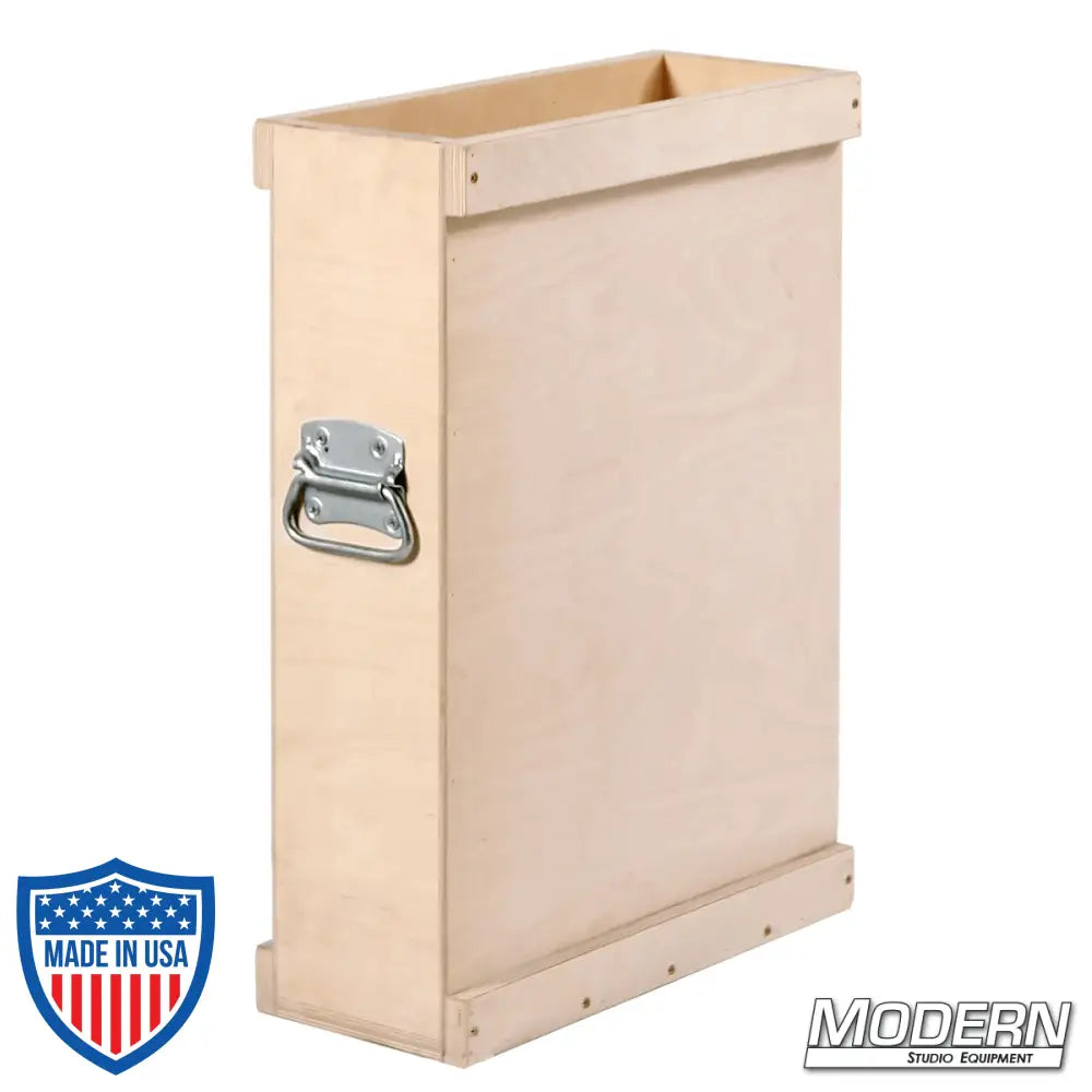 Wooden Scrim and Flag Box with handles for film grip and rigging equipment storage.