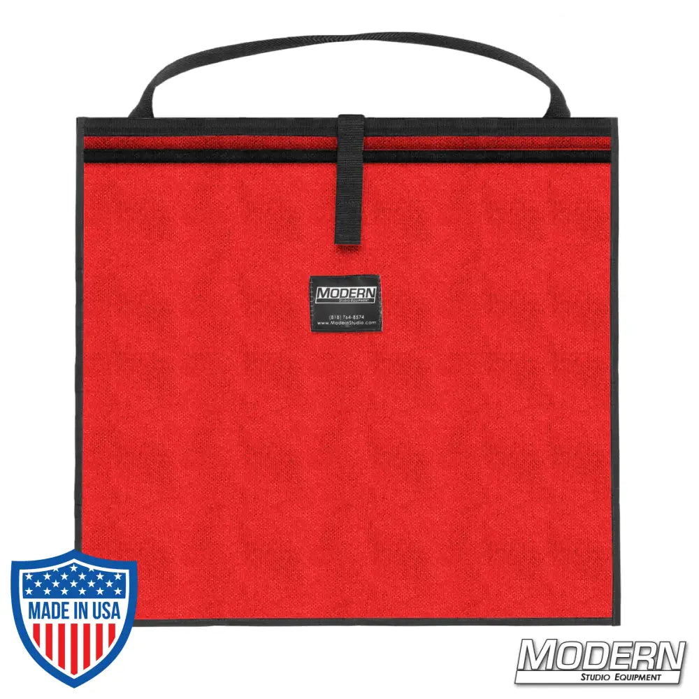 Red Modern Scrim Bag for 18-1/2" with handle for film grip and rigging, keeping lighting scrims organized and in shape with Cordura 1000 and stainless steel rod.