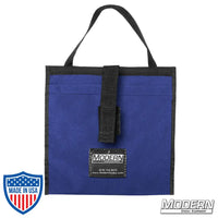 Blue Modern Scrim Bag for 9" lighting scrims, made from Cordura 1000 with a sewn-in stainless steel rod for film, grip, and rigging professionals