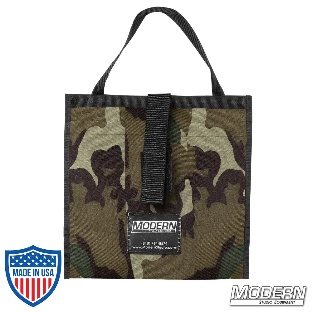 Camouflage Modern Scrim Bag for 9" with Cordura 1000 and stainless steel rod for film grip and rigging equipment organization.