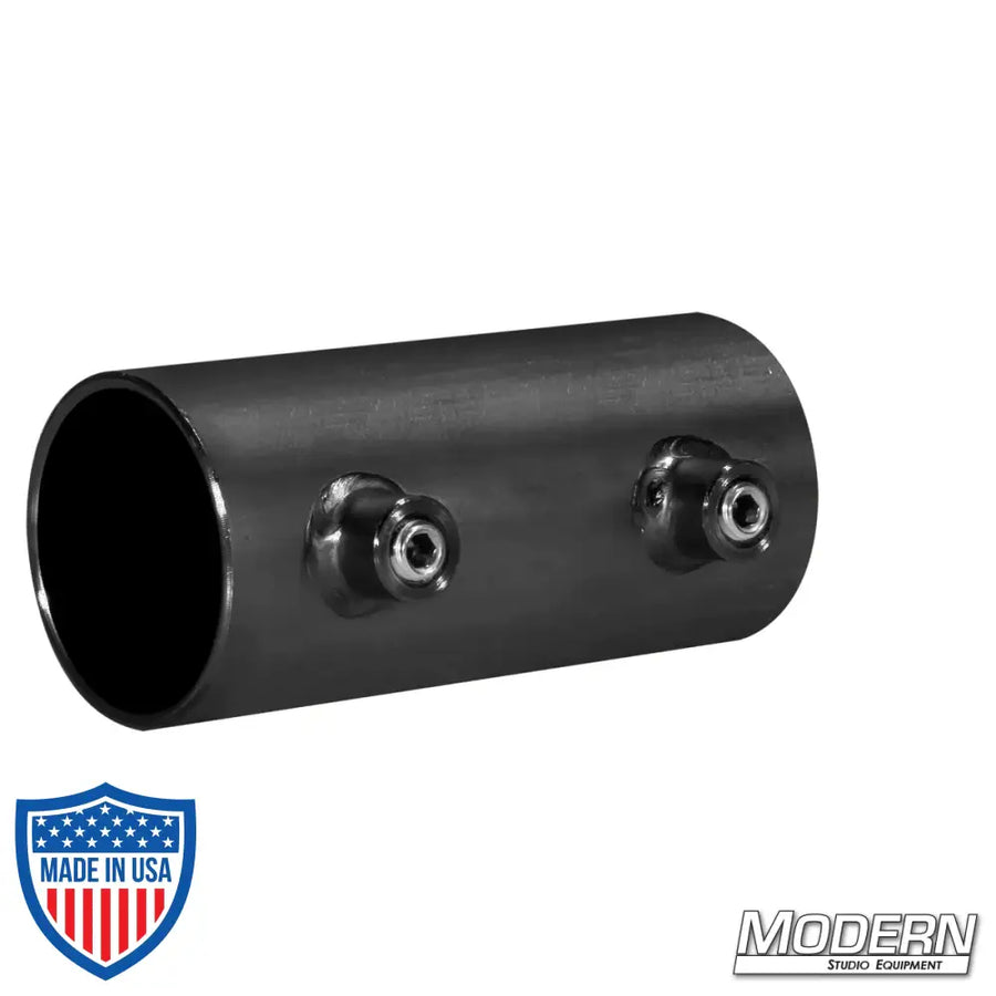 Short sleeve for 1-1/4-inch Speed-Rail® - Black Zinc Coupler with Set Screws for film grip rigging.