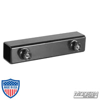 Sleeve for 1-inch square tube in black zinc with set screws for film grip rigging.