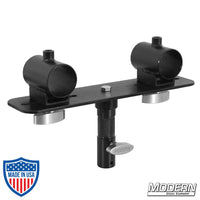 Black Zinc Slider End Bracket for 1-1/4-inch Speed-Rail® for film grip rigging equipment.