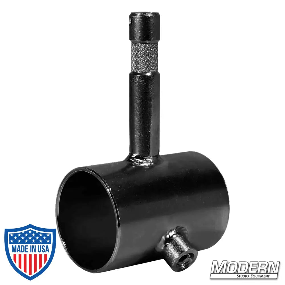 Black zinc slider with baby pin for 1-1/2-inch Speed-Rail®. Includes set screw. Ideal for film grip rigging and steel fitting to 5/8" male.