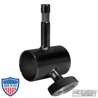 Black zinc steel film grip slider with baby pin and T-handle for 1-1/4 inch Speed-Rail®, suited for 5/8" male rigging applications.