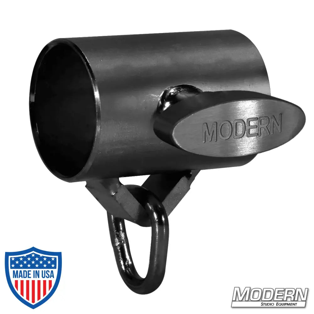 Slider with D-Ring for 1-1/2-inch Speed-Rail®, Black Zinc, T-Handle for film grip and rigging. Durable steel fitting for aluminum rails.