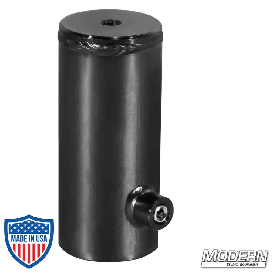 Speed-Rail® Receiver for 1-1/2-inch to 3/8-inch female thread - black zinc with set screws for film grip rigging.