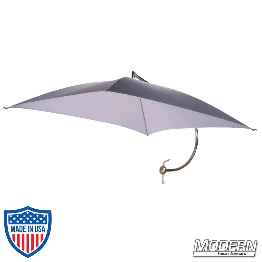 Square John Deere umbrella with 1-1/8-inch junior pin for film grip and rigging, comes with weather-resistant cover.