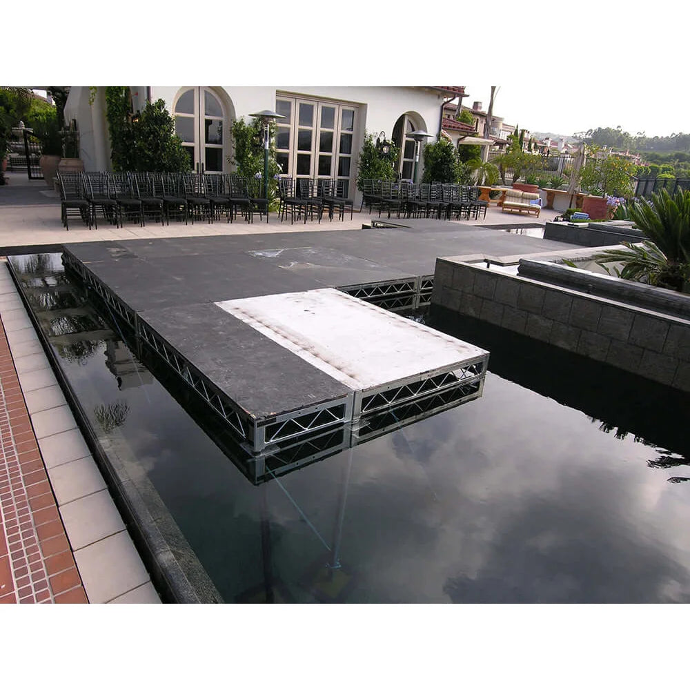 Steel Deck platform over water used for film grip rigging at outdoor event venue