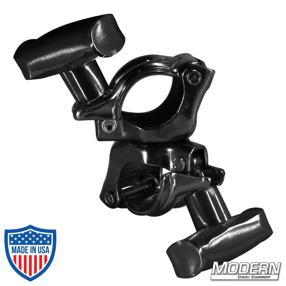 Swivel Cheeseboro Clamp - Black Zinc with Spin Handle for film grip and rigging