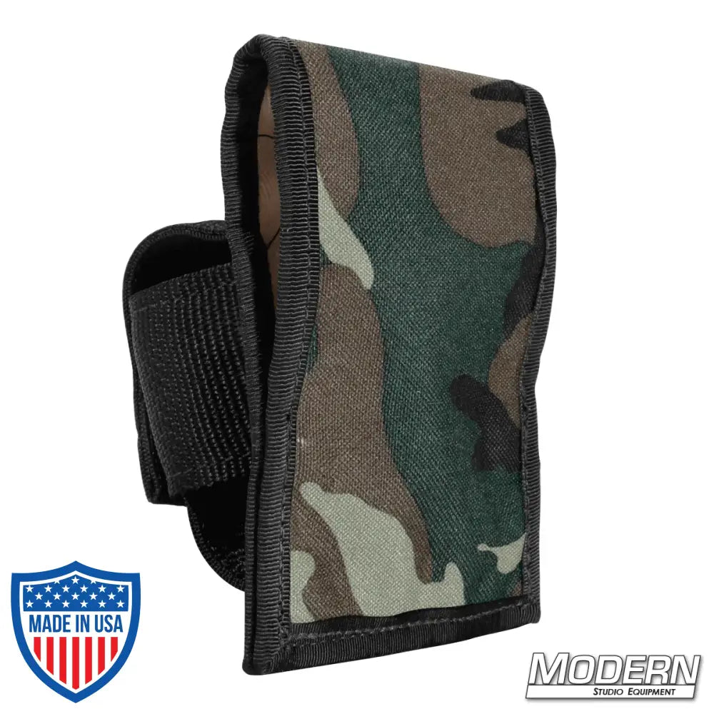 Camouflage tape measure holder "fat max" in cordura for film grip rigging, branded by Modern Studio Equipment