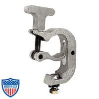 TC Clamp for film rigging with T-handle, Grade 8 fastener, Nylock Nut, and Belleville Spring washer for secure grip and 450-pound load capacity