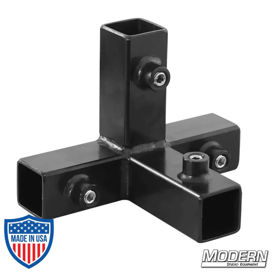 Tee with Brace for 1-inch Square Tube - Black Zinc for film grip rigging