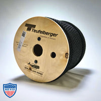 3/8" x 600' black multiline rope on spool for film grip rigging tasks
