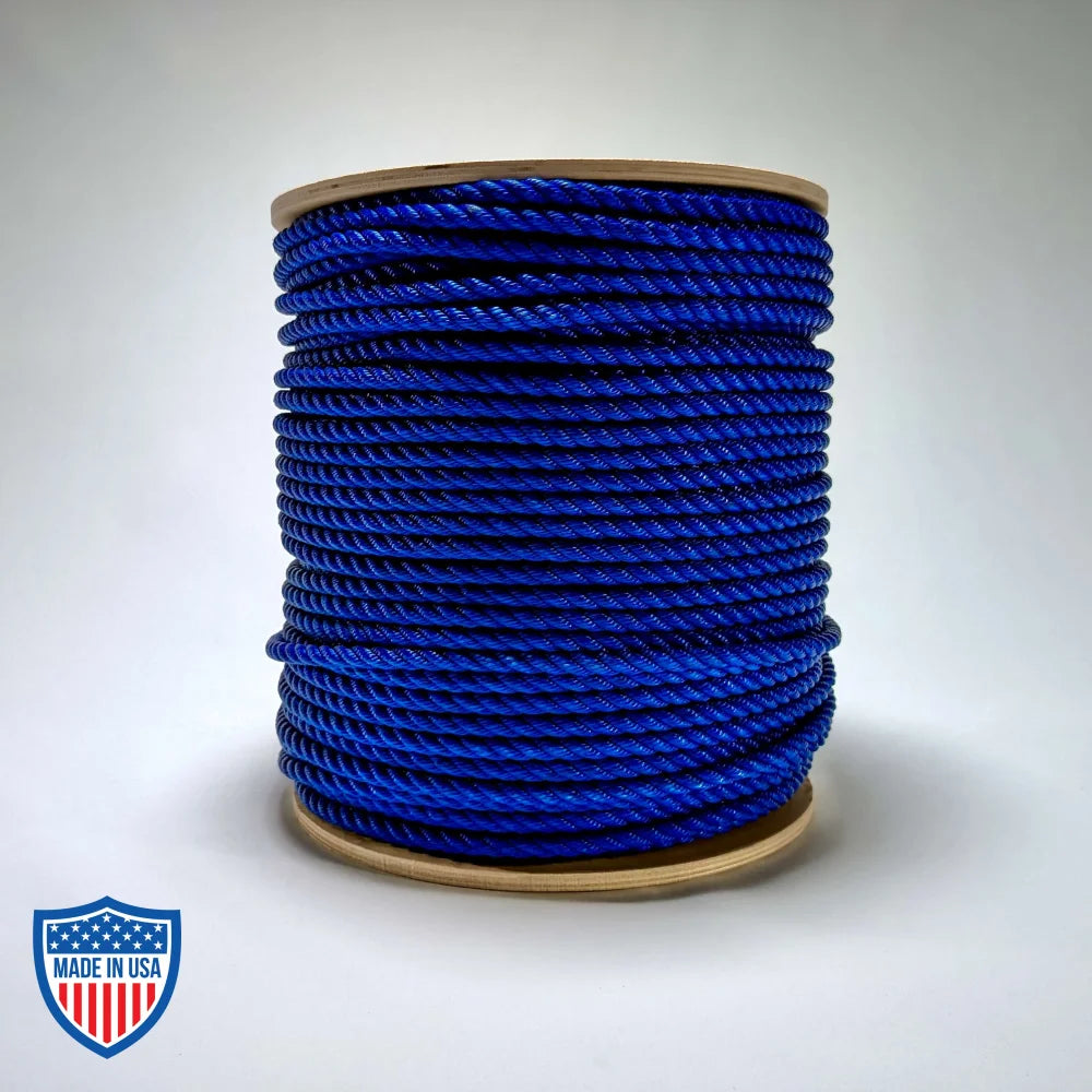 3/8" x 600' digital key blue multiline rope on spool for film grip and rigging tasks