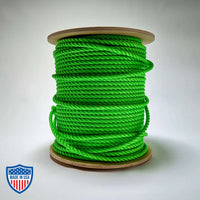 3/8" x 600' digital key fluorescent green multiline rope on spool for film grip and rigging tasks, 3200 lb breaking strength.