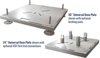 XSF 24" and 36" Universal Baseplates with optional leveling pads and fork end connections for film grip and rigging applications