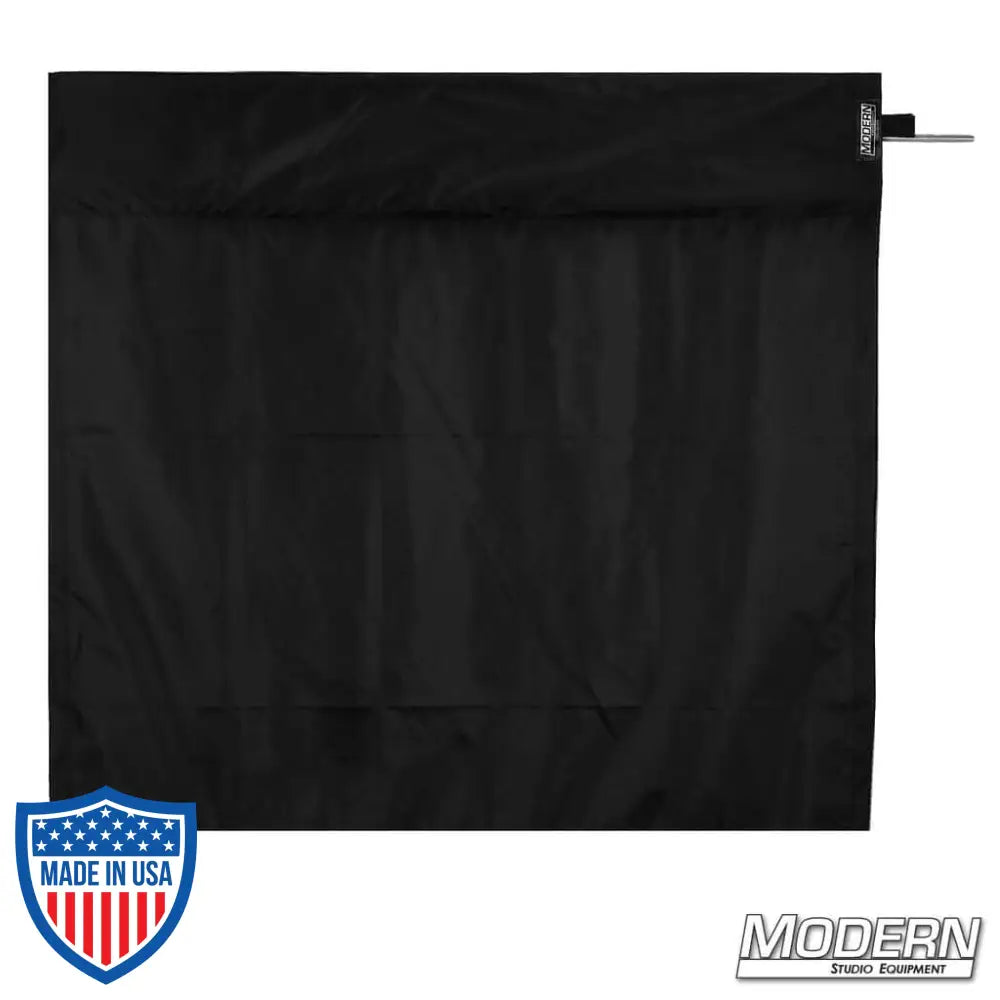 Black Rip Stop Wag Flag for film grip rigging on stainless steel frame.