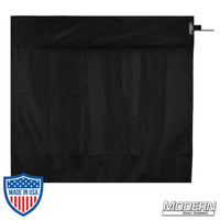 Black Rip Stop Wag Flag for film grip rigging on stainless steel frame.