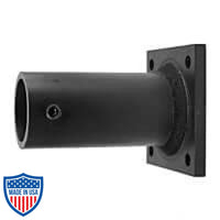 Wall mount for 1.5-inch nominal pipe, featuring a cup point socket set screw, ideal for film grip and rigging applications.