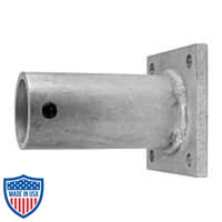 Wall mount for 1.5-inch pipe with flange featuring four bolt holes, ideal for film grip and rigging applications.