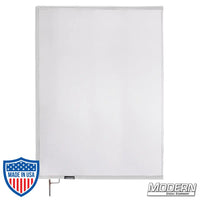 White Single Scrim with stainless steel frame for film grip rigging, reduces lighting by 0.5 stops without changing pattern or color temperature