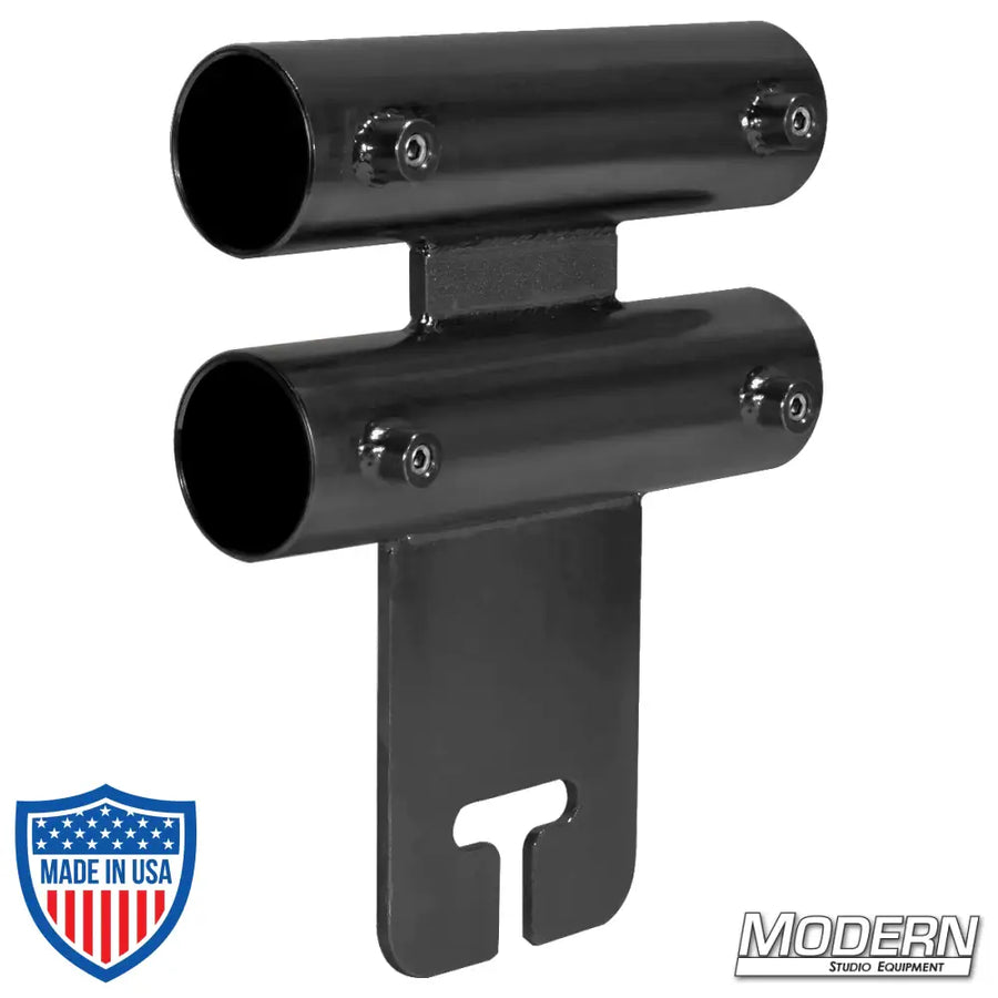 Wide Over and Under Ear for 1-1/4-inch Speed-Rail® in Black Zinc with Set Screws for film grip and rigging.