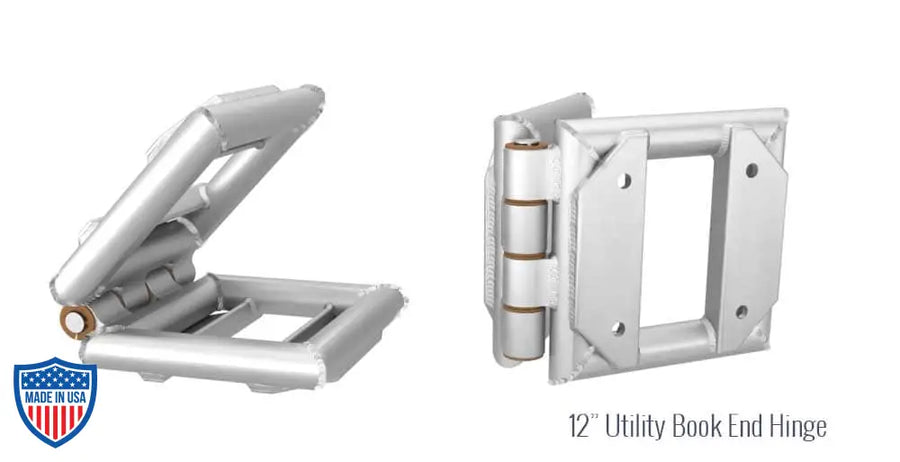 12-inch utility book end hinge for box truss rigging, silver finish, film grip accessory