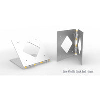 Low profile book end hinge with bolt plate, ideal for film grip and rigging, in 12"x12" size. Fabricated by AWS certified welders, USA.