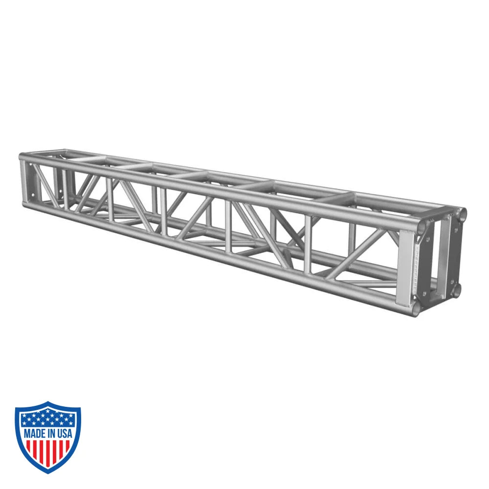 XSF 12" Bolt Plate Utility Tower Truss for film grip and rigging, shown in standard aluminum construction with steel bolts.