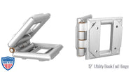 12-inch bolt plate utility square bookend hinge for film grip rigging, shown in different angles.