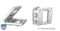 12-inch bolt plate utility square bookend hinge for film grip rigging, shown in different angles.