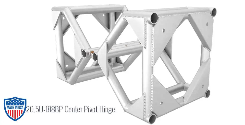 XSF 20.5U-188BP Center Pivot Hinge for film grip rigging, 20.5"x20.5" Bolt Plate Utility Bookend Hinge, suitable for truss systems.