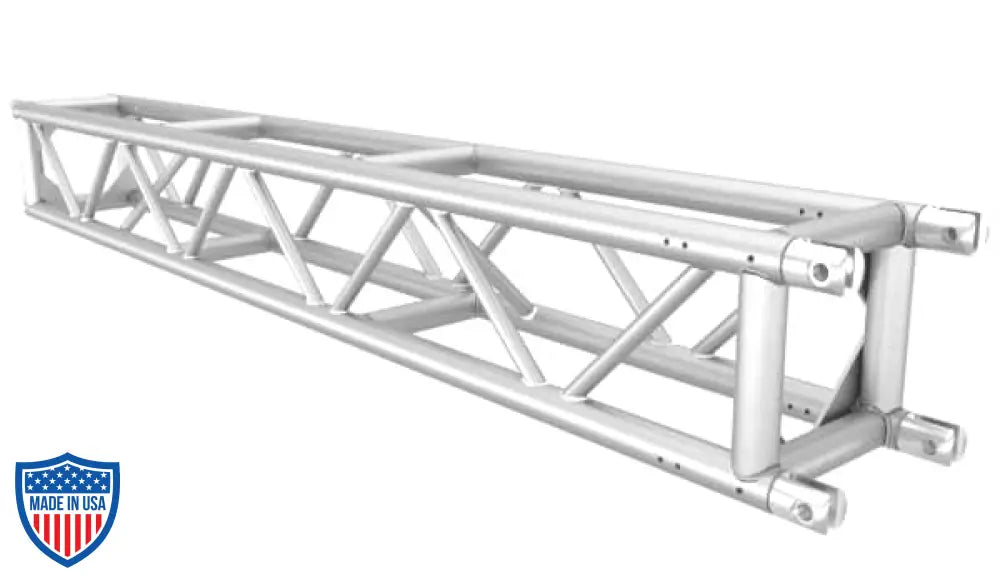 12-inch x 12-inch aluminum utility truss with steel fork end connections for film grip and rigging, available in various standard and custom lengths