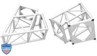 XSF 12-inch x 12-inch bolt plate wedge blocks for film grip and rigging applications, shown as part of standard truss setup.