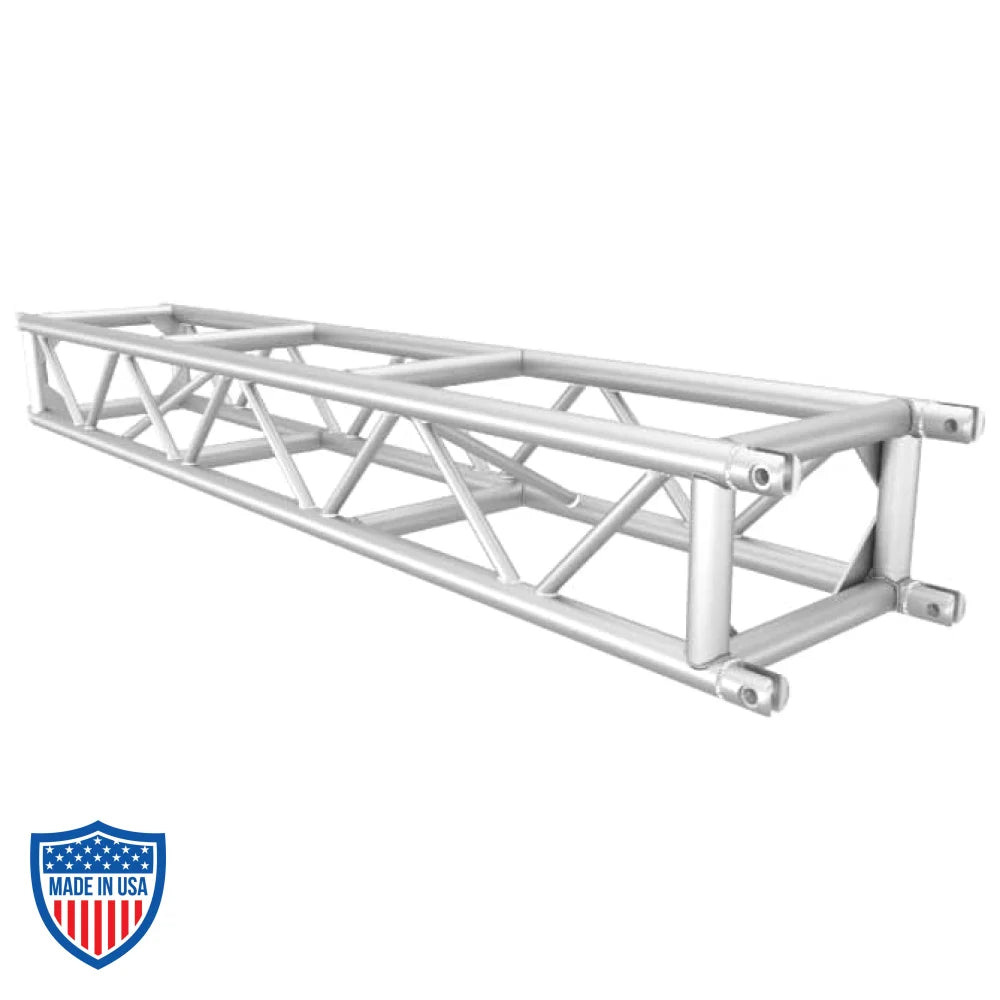Aluminum utility truss with steel fork end connections for film grip and rigging, 12x18" size shown in standard length.