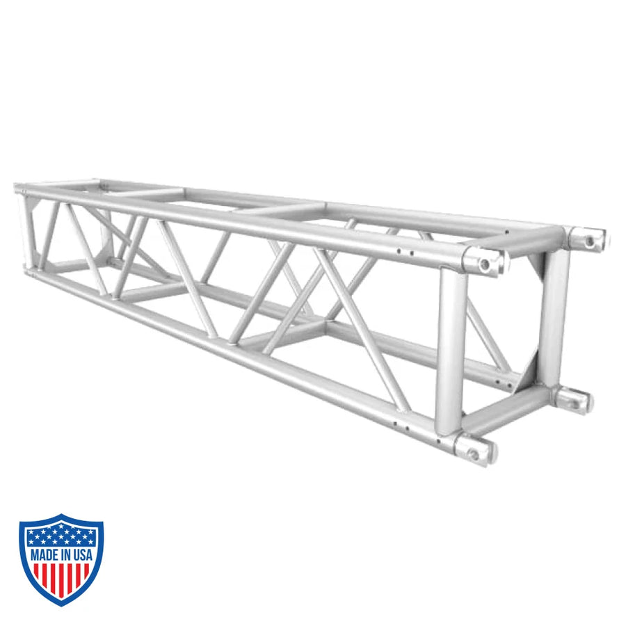 16" x 16" aluminum utility truss with steel fork end connections for film grip and rigging applications.