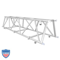24" space saving truss for film grip and rigging stacks on a truss dolly, reducing truck space for transportation.