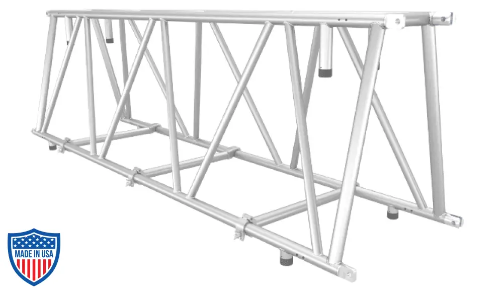 36-inch space saving truss for film grip rigging, stackable aluminum truss with custom lengths for efficient transportation and storage