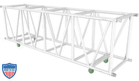 36-inch x 30-inch heavy duty aluminum utility truss with steel fork end connections for film grip and rigging applications.