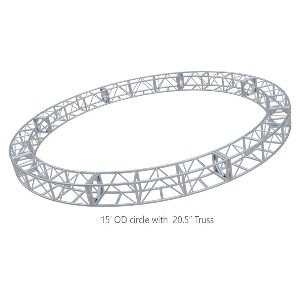 15-foot OD circle truss with 20.5" truss diameter for film grip rigging solutions.