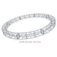 15-foot OD circle truss with 20.5" truss diameter for film grip rigging solutions.