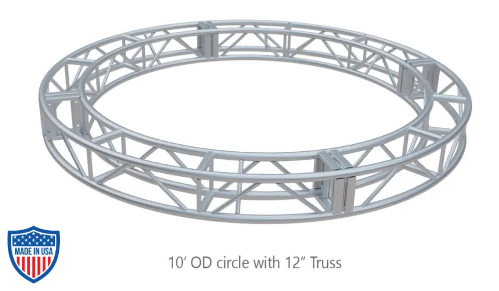 10-foot outer diameter circle truss with 12-inch truss size for film grip and rigging applications