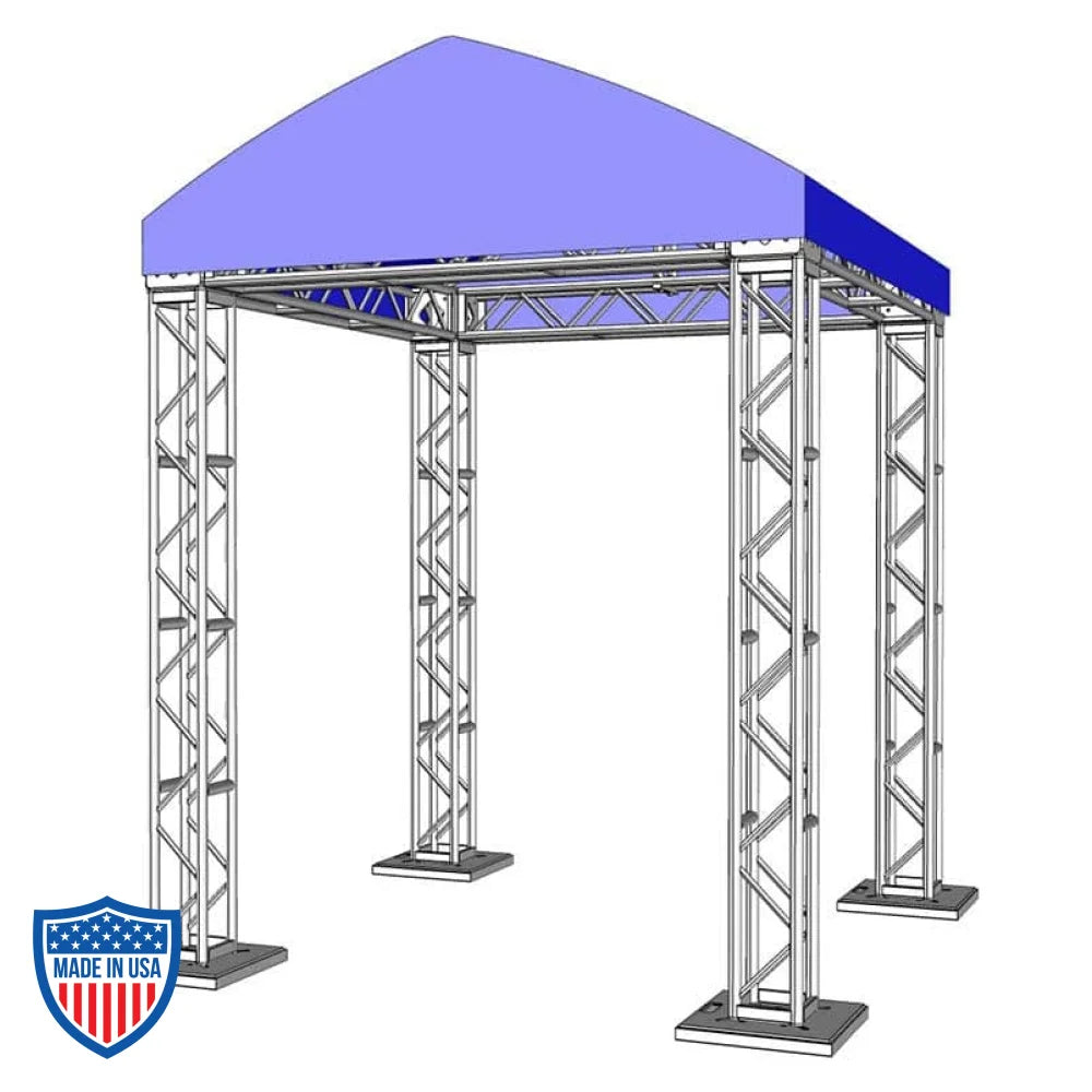 XSF Modular Booth System with truss components and protective bolt plates for film grip rigging.